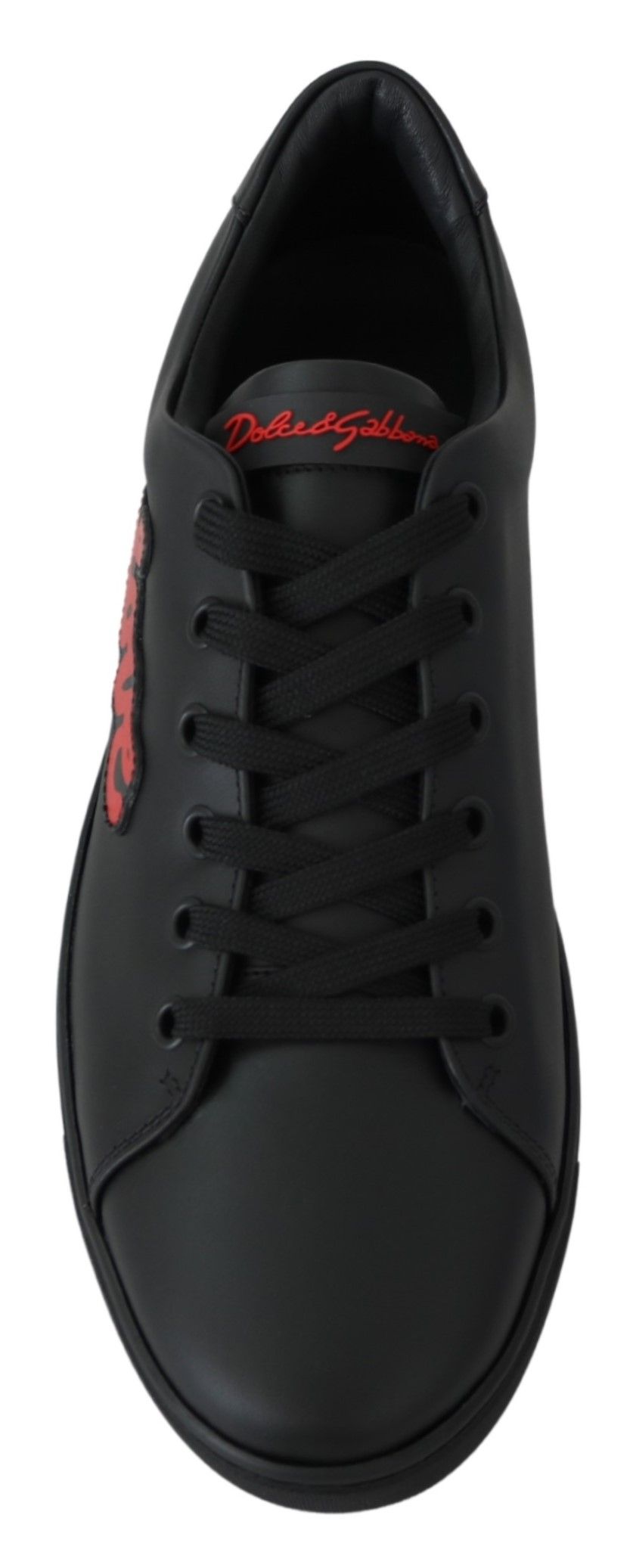 Baskets élégantes en cuir Dolce & Gabbana avec accents rouges