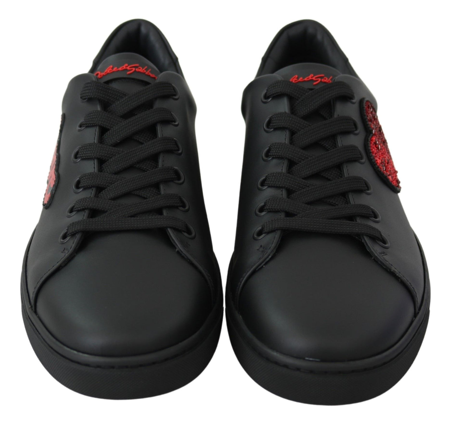 Baskets élégantes en cuir Dolce & Gabbana avec accents rouges