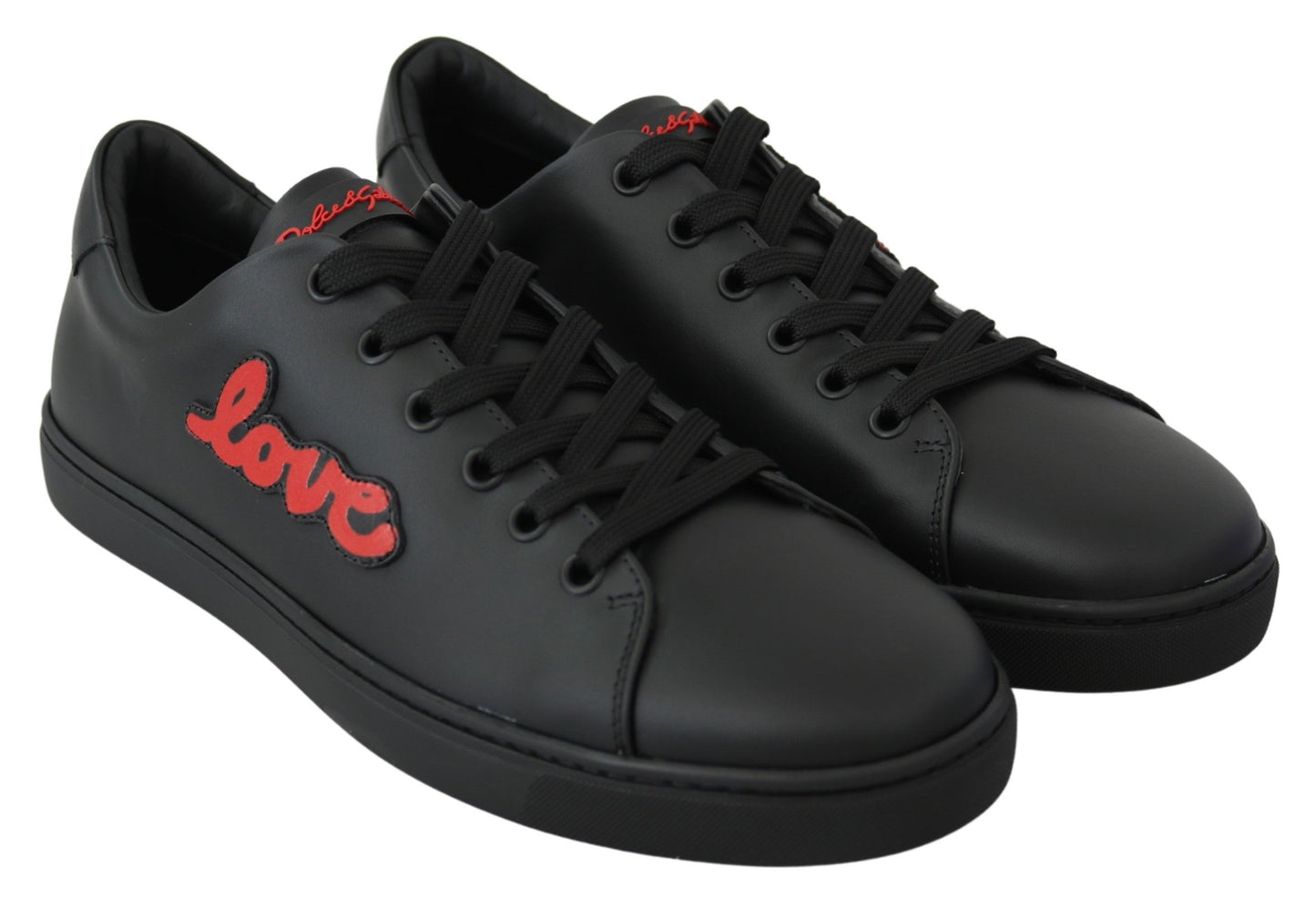 Baskets élégantes en cuir Dolce & Gabbana avec accents rouges