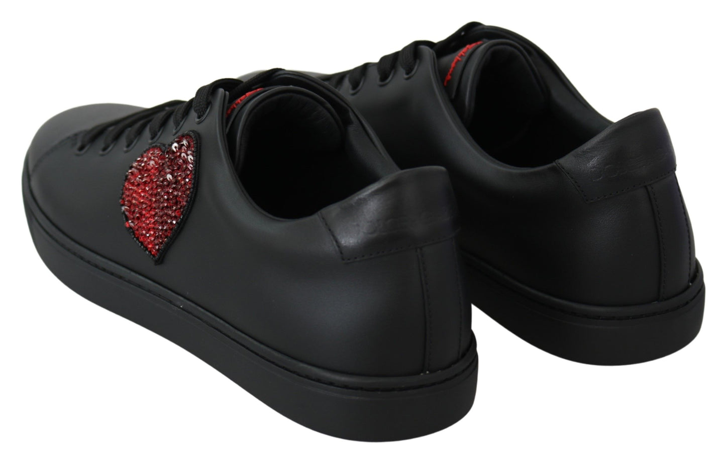 Baskets élégantes en cuir Dolce & Gabbana avec accents rouges