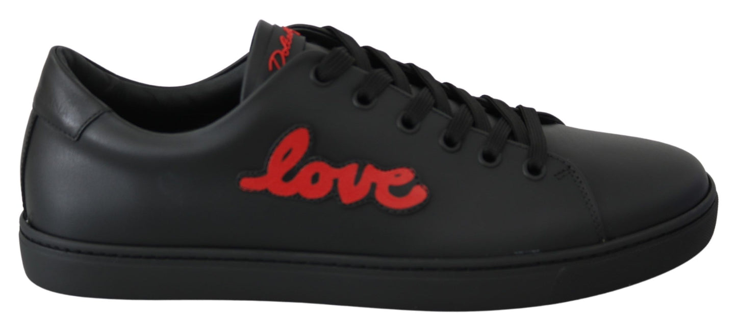 Baskets élégantes en cuir Dolce & Gabbana avec accents rouges