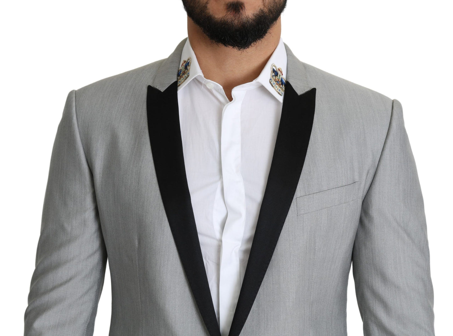 Blazer élégant en soie mélangée gris clair Dolce & Gabbana