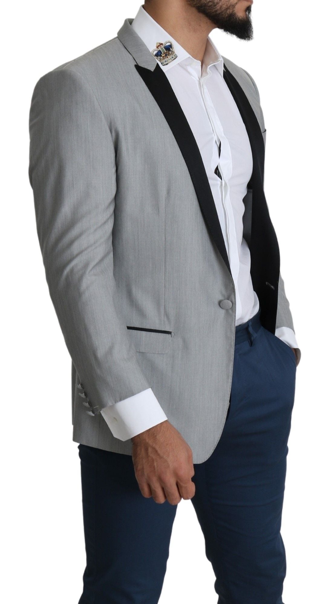 Blazer élégant en soie mélangée gris clair Dolce & Gabbana