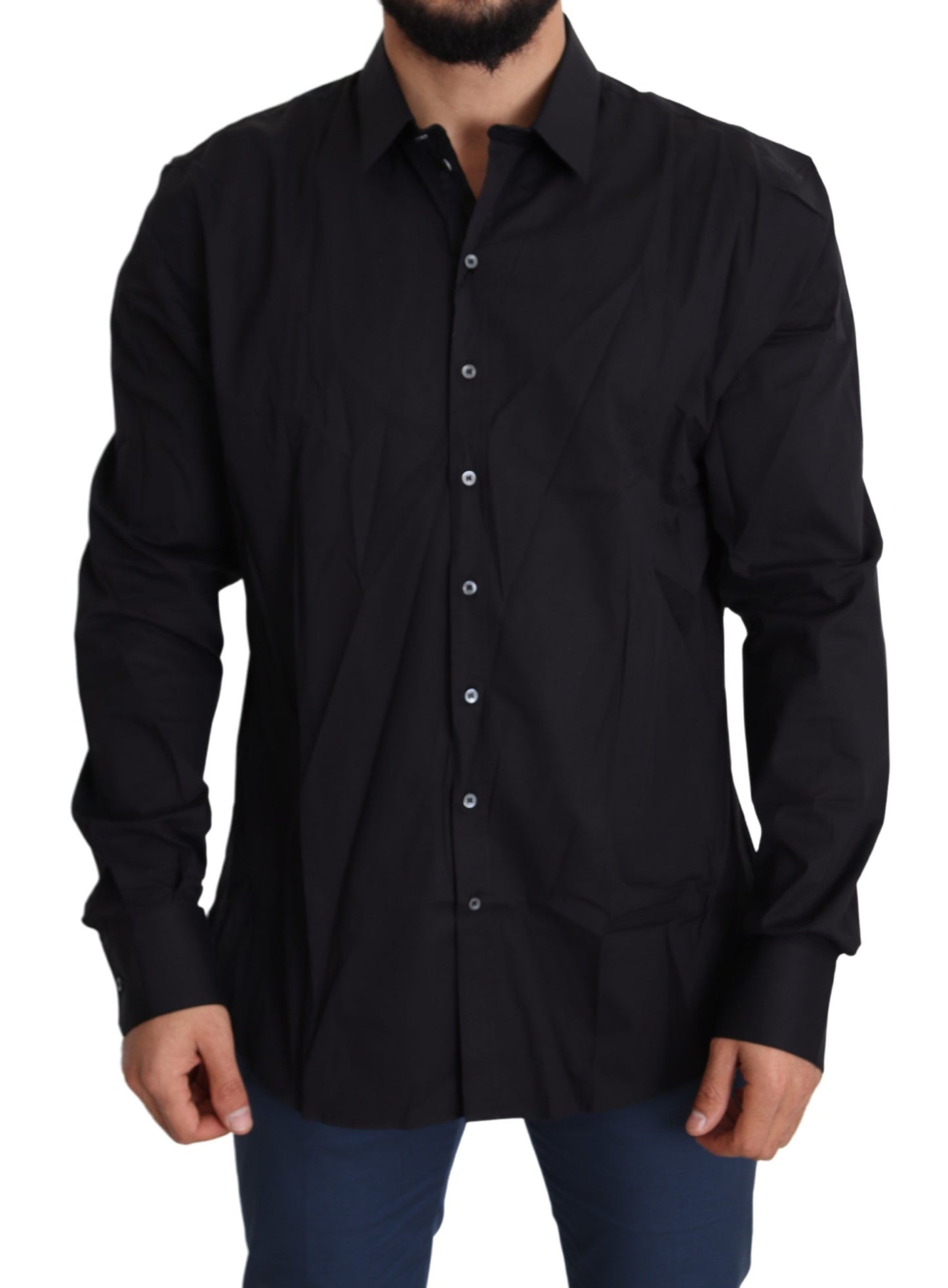 Dolce & Gabbana Black Cotton Stretch Dress SICILIA Shirt by Dolce & Gabbana