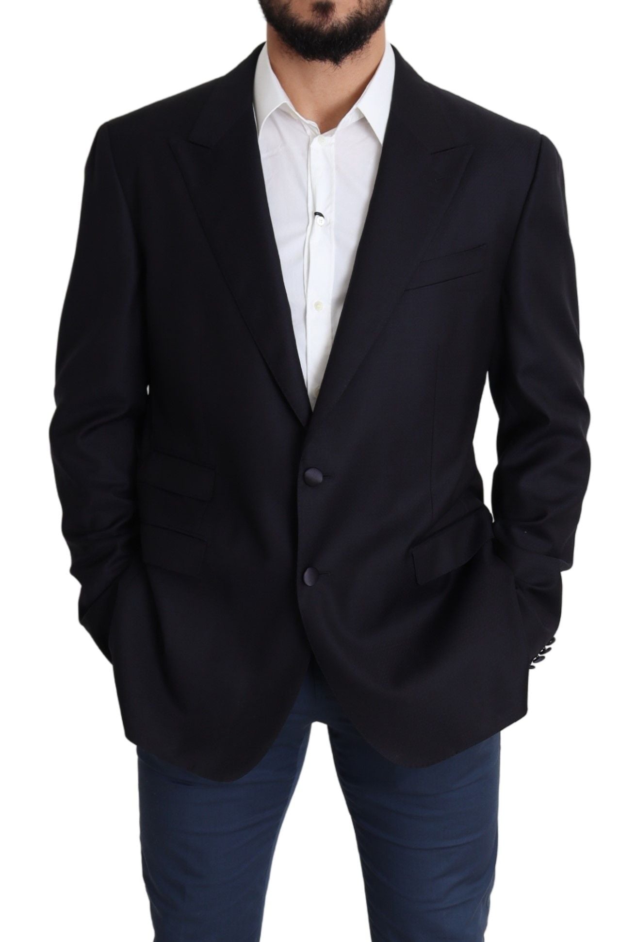 Blazer élégant en laine vierge noire Dolce & Gabbana pour homme