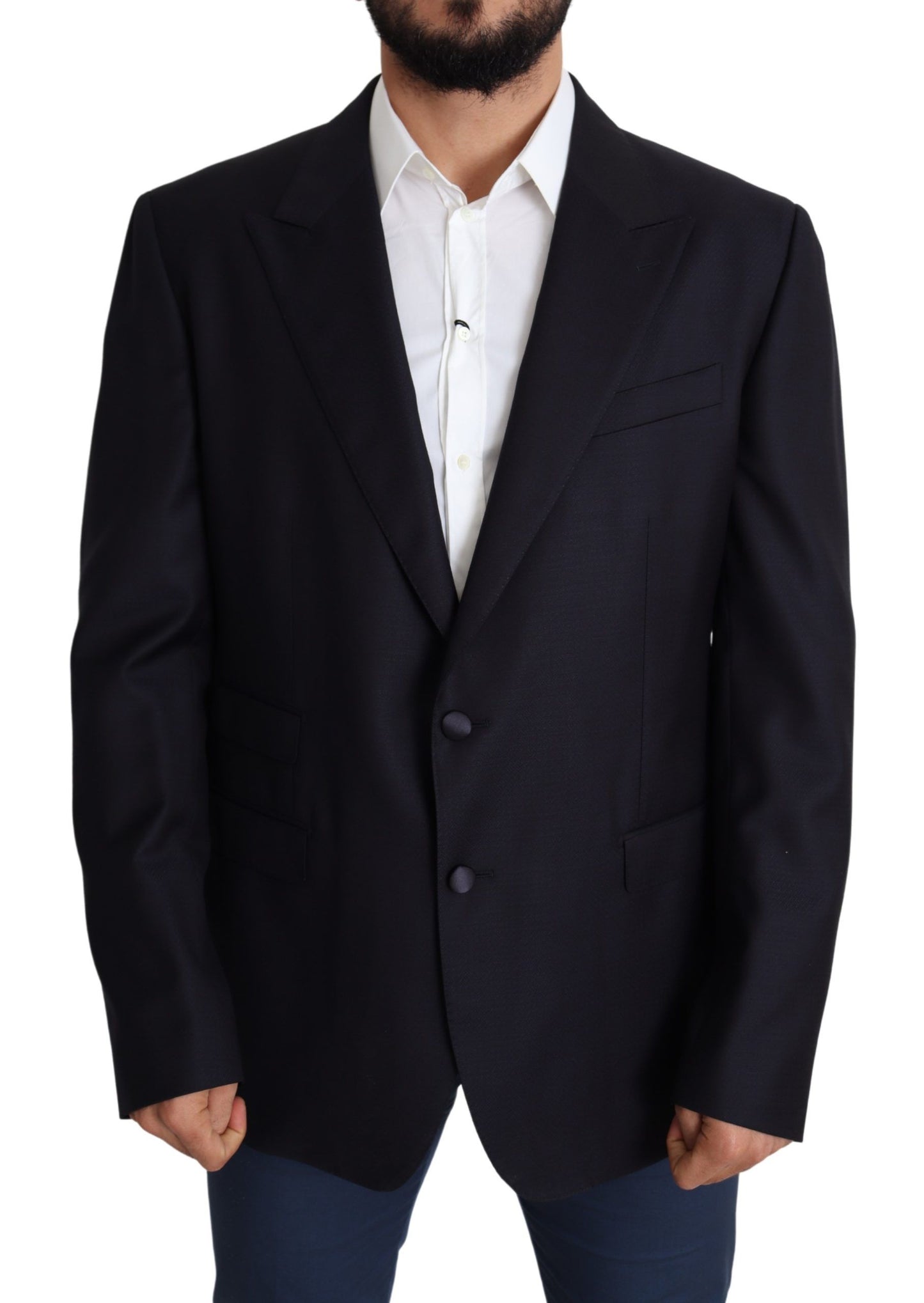 Blazer élégant en laine vierge noire Dolce & Gabbana pour homme