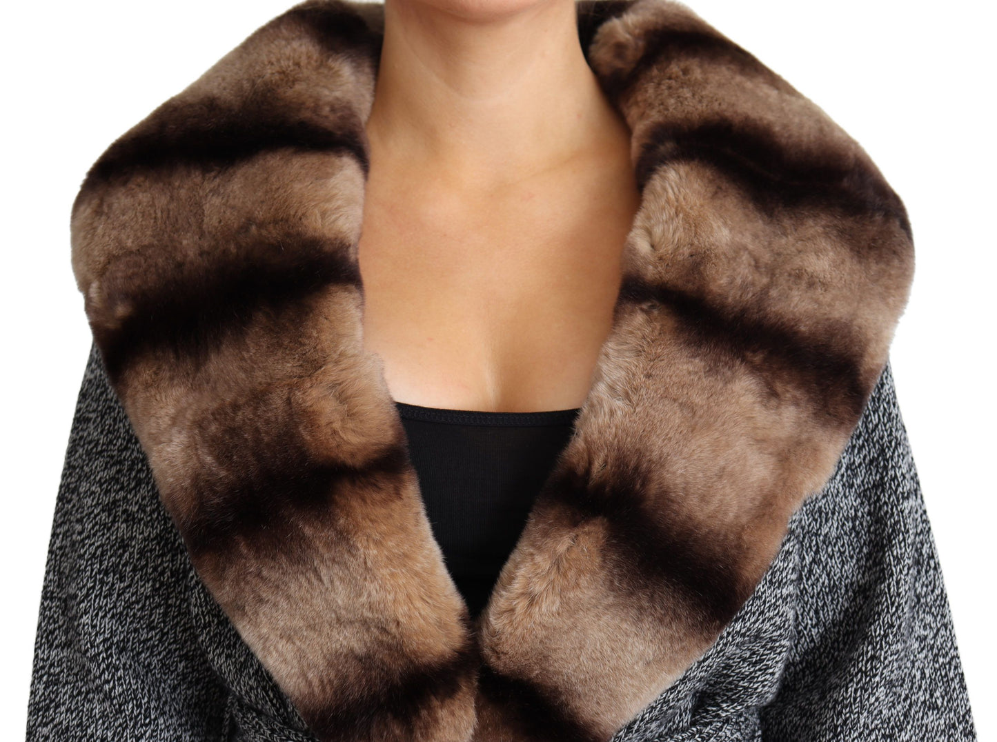Dolce & Gabbana Élégant cardigan en cachemire avec col en fourrure de lapin