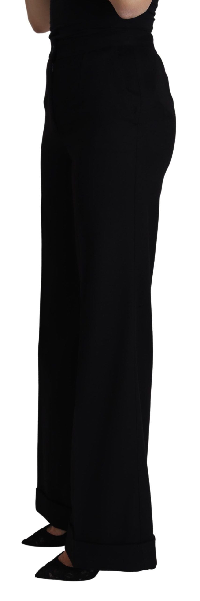 Dolce & Gabbana Black Cashmere Wide Leg Women Trouser Pants by Dolce & Gabbana