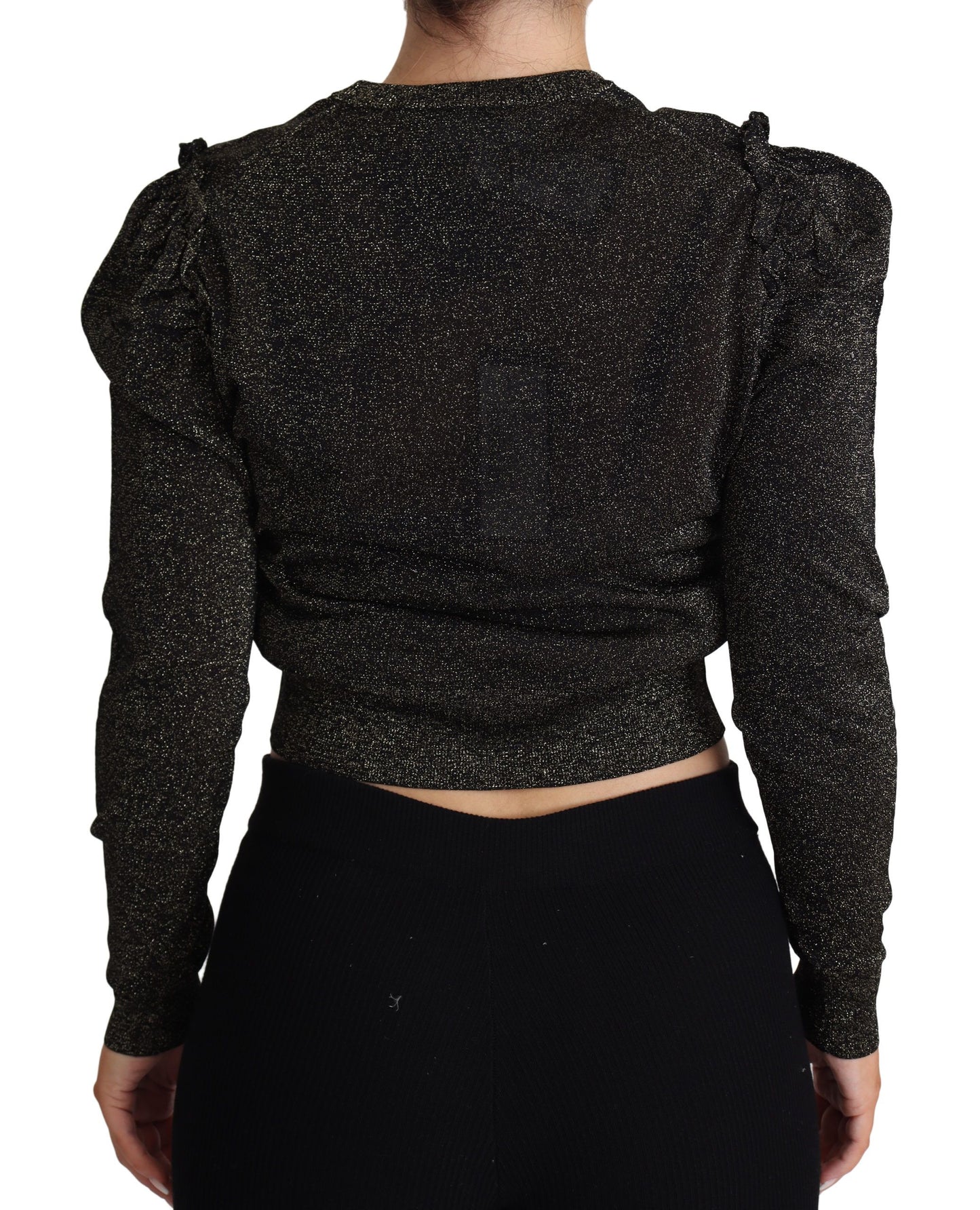 Dolce & Gabbana Black Gold Cropped Women Pullover Sweater by Dolce & Gabbana