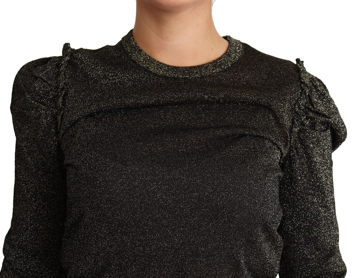 Dolce & Gabbana Black Gold Cropped Women Pullover Sweater by Dolce & Gabbana