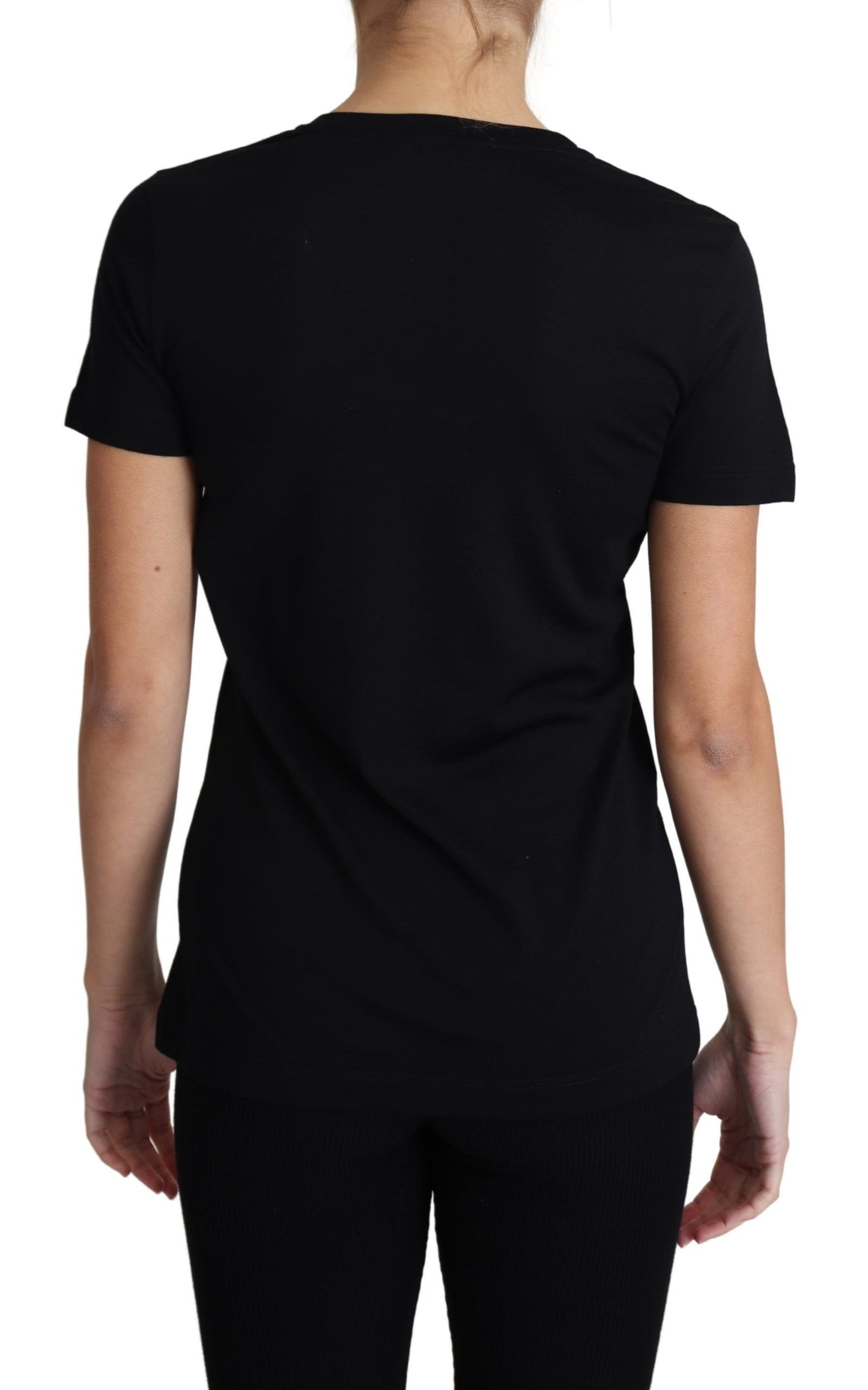 T-shirt col rond élégant en laine noire Dolce & Gabbana
