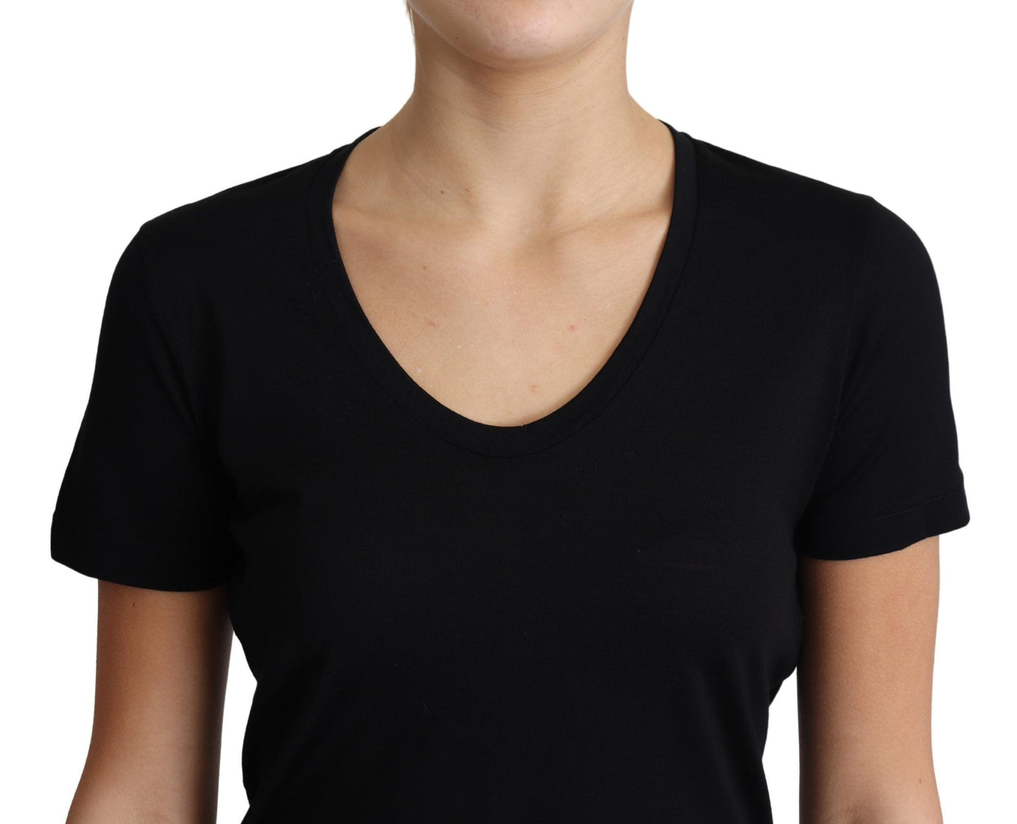 T-shirt col rond élégant en laine noire Dolce & Gabbana