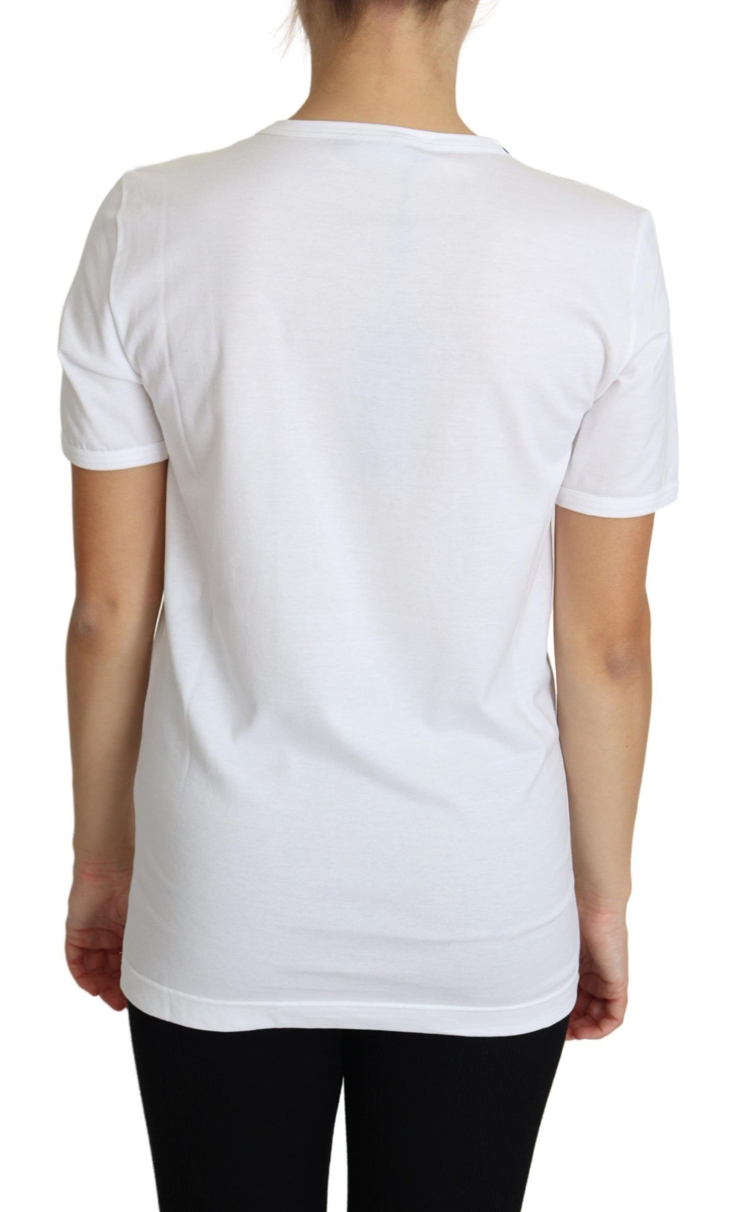 T-shirt en coton blanc orné de cristaux Dolce & Gabbana