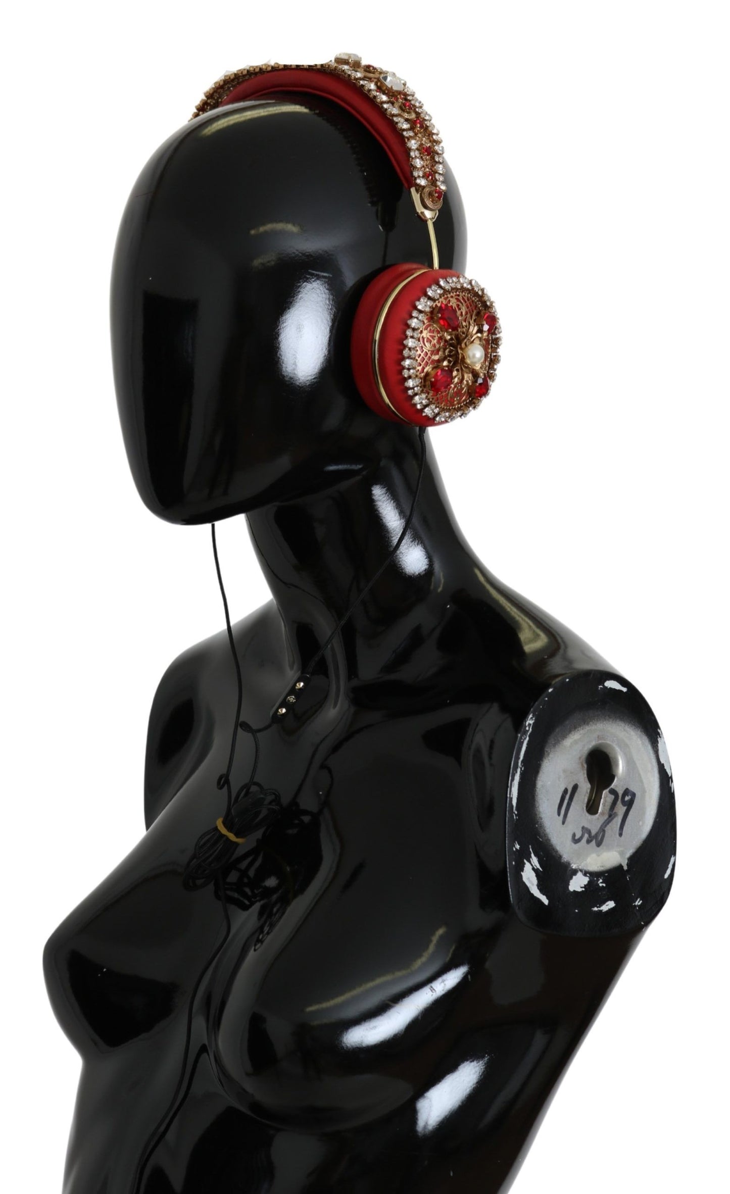 Casque audio Dolce & Gabbana en cuir cristal rouge exquis