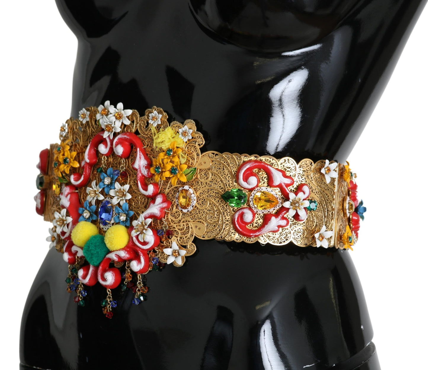 Ceinture Dolce & Gabbana à fleurs dorées et cristaux
