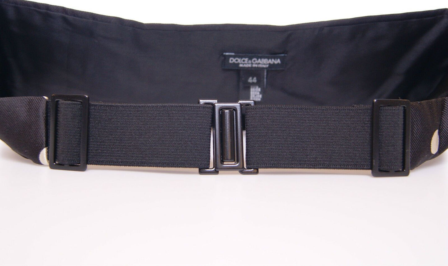 Dolce & Gabbana Élégante ceinture en soie noire à pois