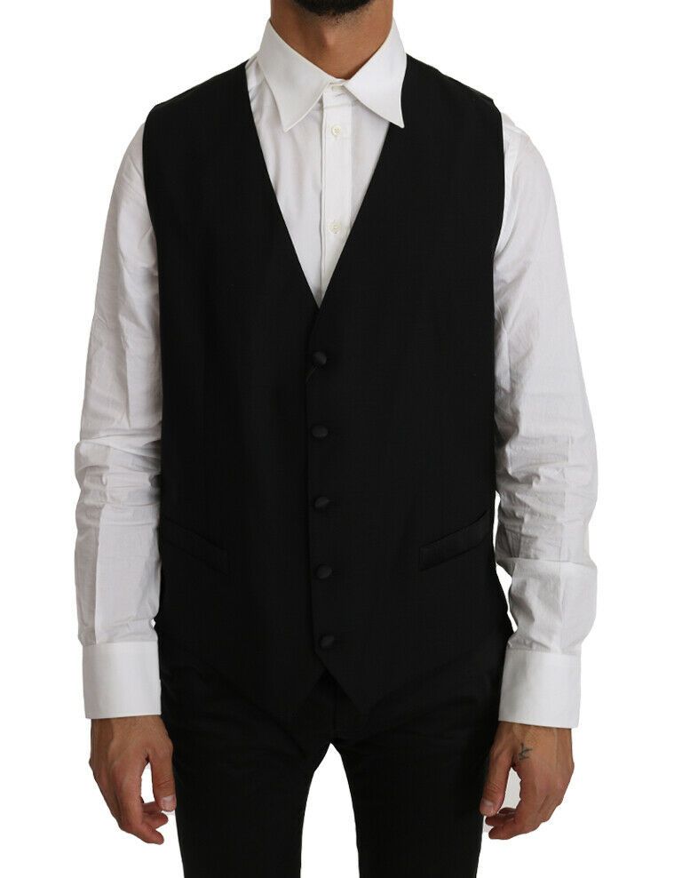 Dolce & Gabbana élégant cardigan noir en laine mélangée