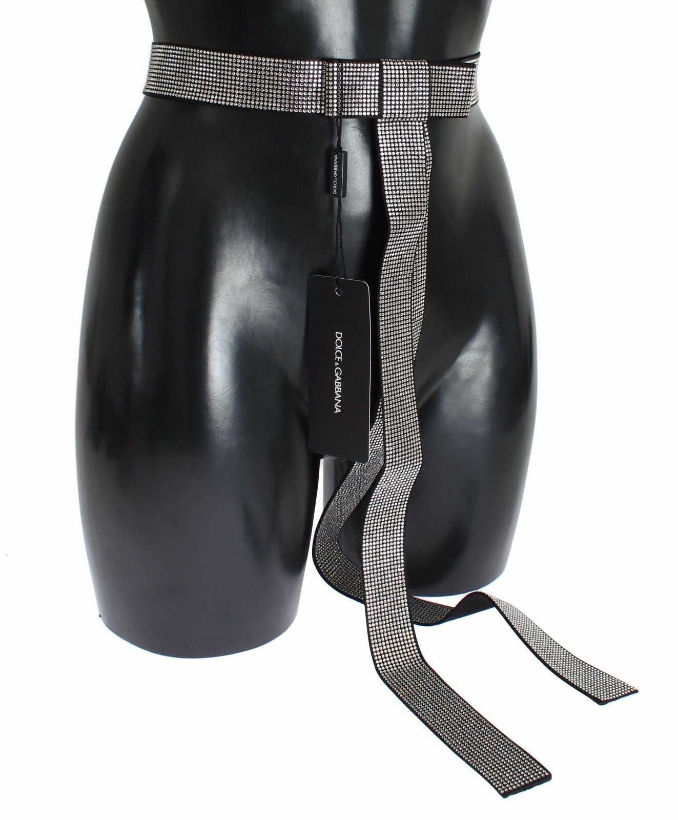 Ceinture en soie noire avec nœud en cristal Dolce & Gabbana Élégance