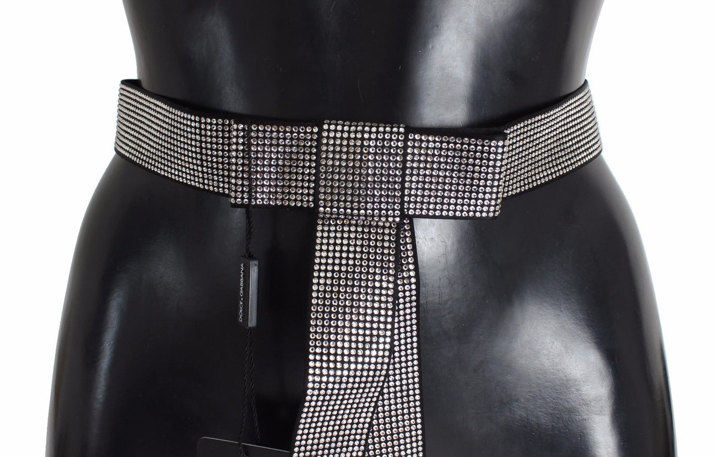 Ceinture en soie noire avec nœud en cristal Dolce & Gabbana Élégance