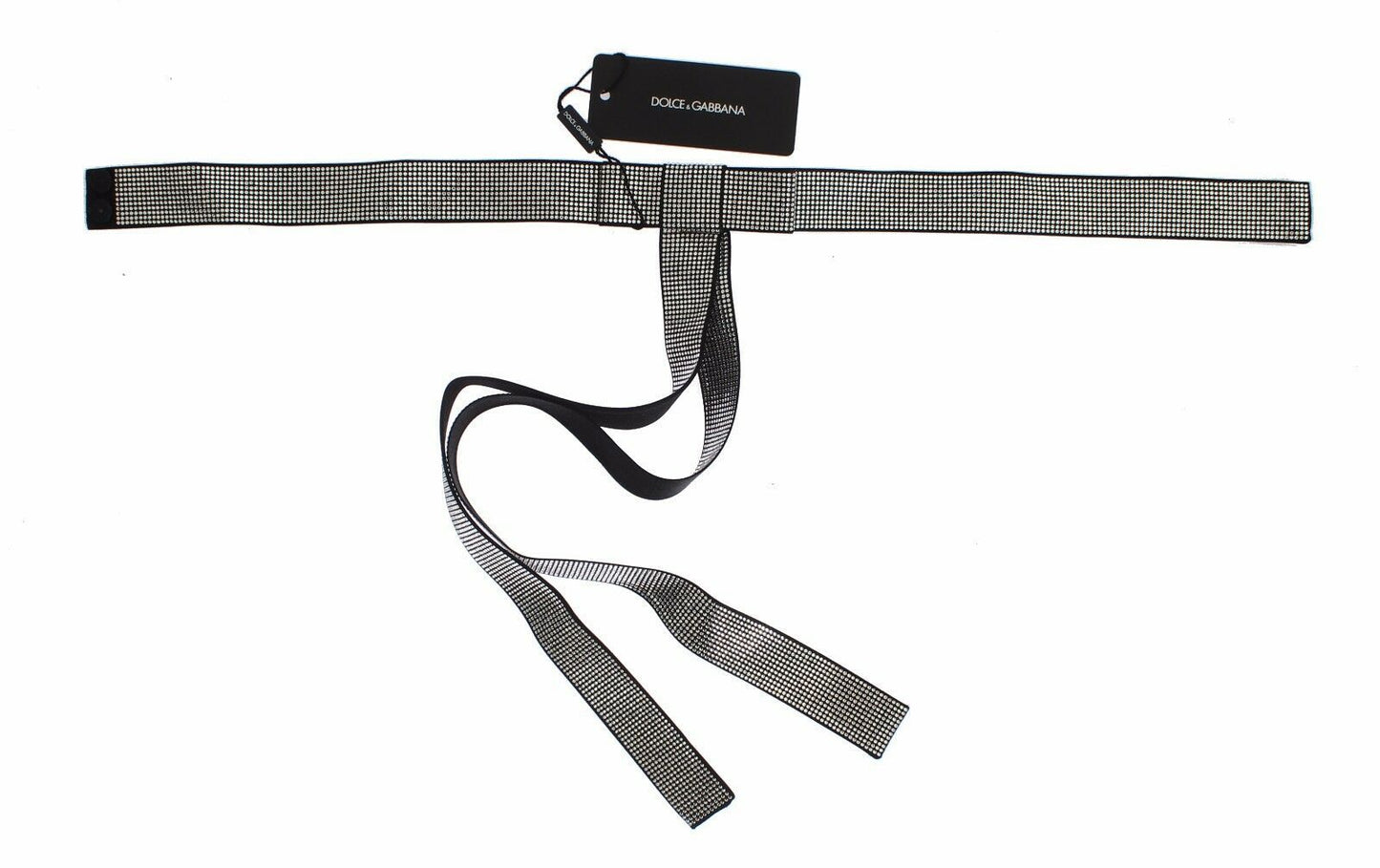 Ceinture en soie noire avec nœud en cristal Dolce & Gabbana Élégance