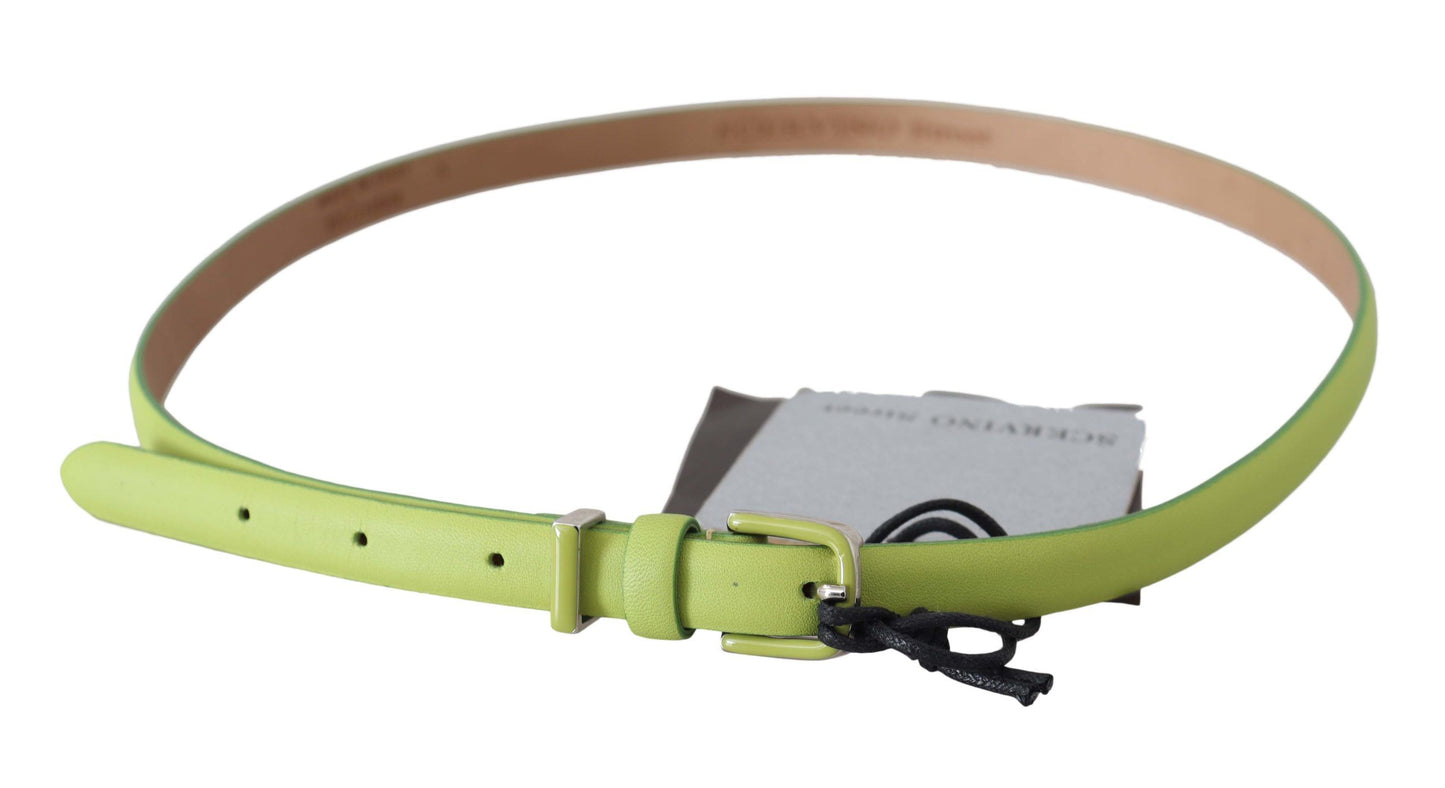 Ceinture classique en cuir vert Scervino Street avec finitions argentées