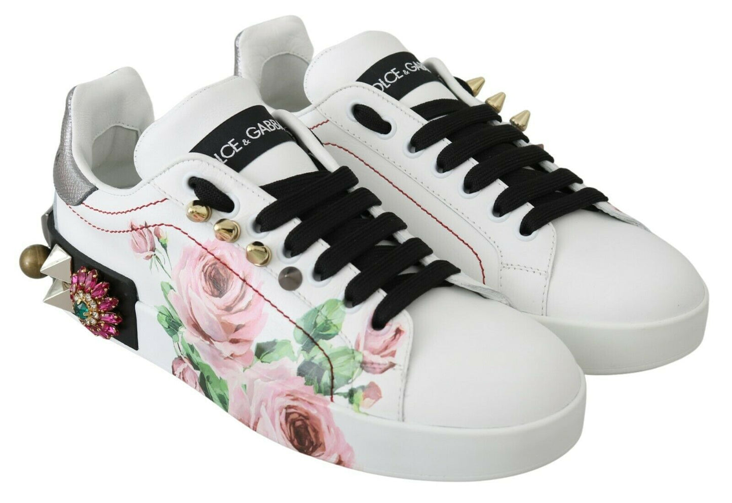 Baskets en cuir ornées de cristaux floraux Dolce & Gabbana
