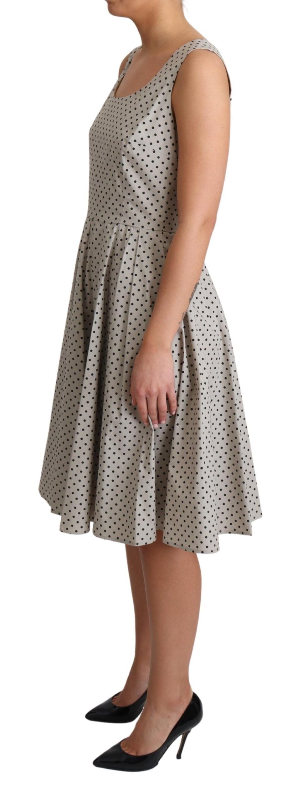 Robe trapèze sans manches beige à pois Dolce & Gabbana