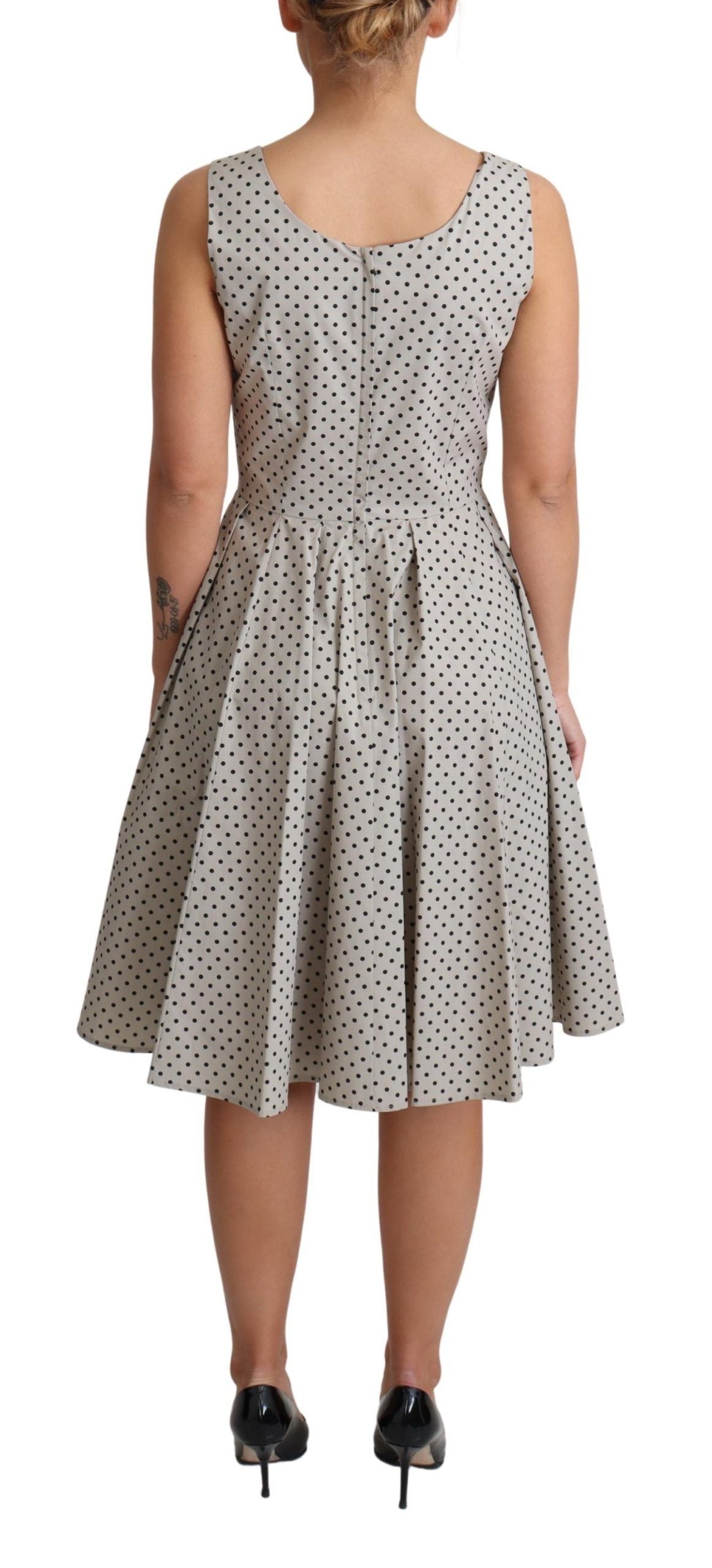 Robe trapèze sans manches beige à pois Dolce & Gabbana