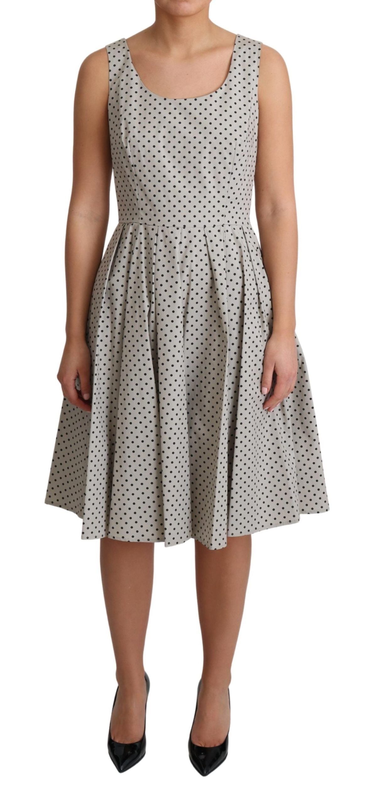 Robe trapèze sans manches beige à pois Dolce & Gabbana