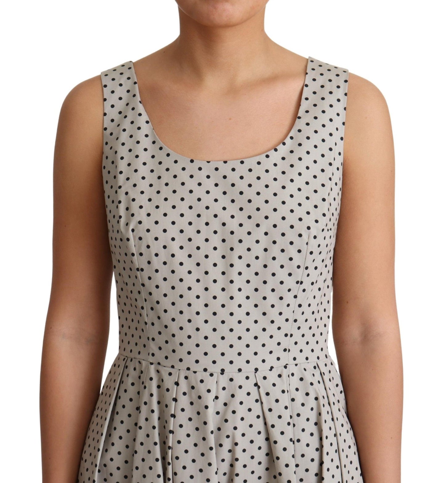 Robe trapèze sans manches beige à pois Dolce & Gabbana