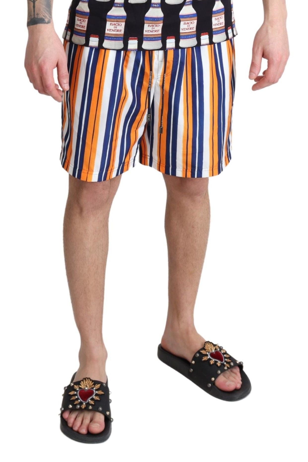 Dolce & Gabbana Multicolor Striped Beachwear Swim Shorts