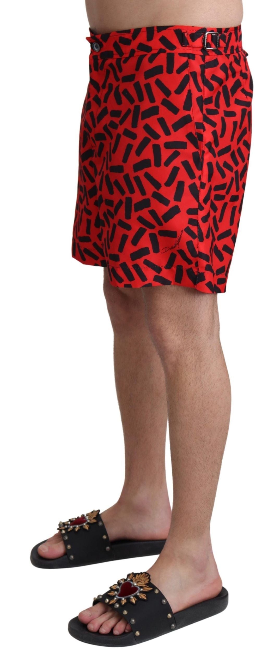Dolce & Gabbana Red Patterned Beachwear Shorts Swimwear by Dolce & Gabbana