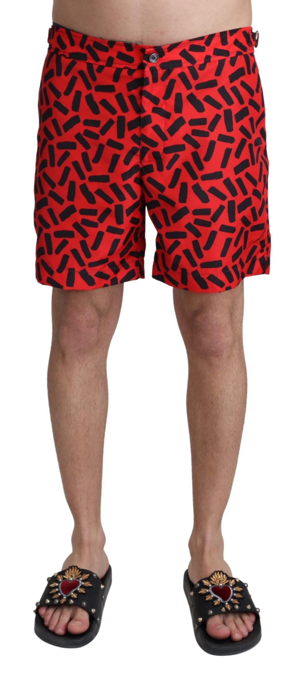 Dolce & Gabbana Red Patterned Beachwear Shorts Swimwear by Dolce & Gabbana