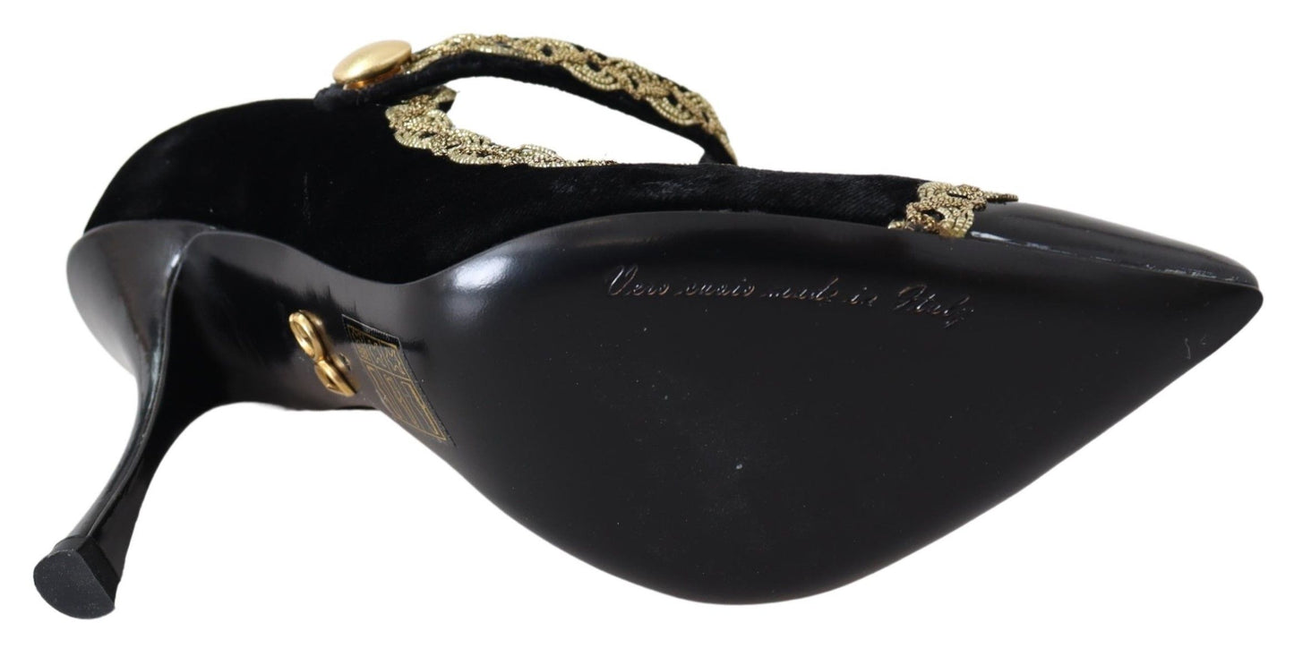Escarpins élégants brodés en velours verni Dolce & Gabbana