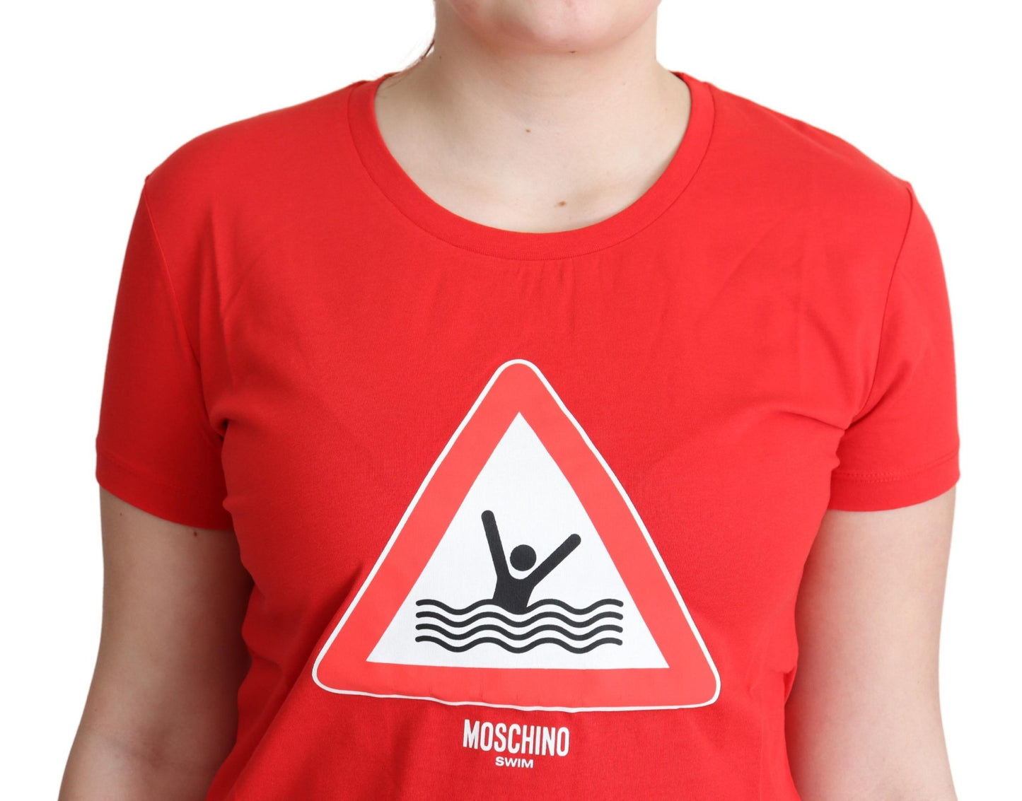 T-shirt en coton rouge graphique Moschino Chic