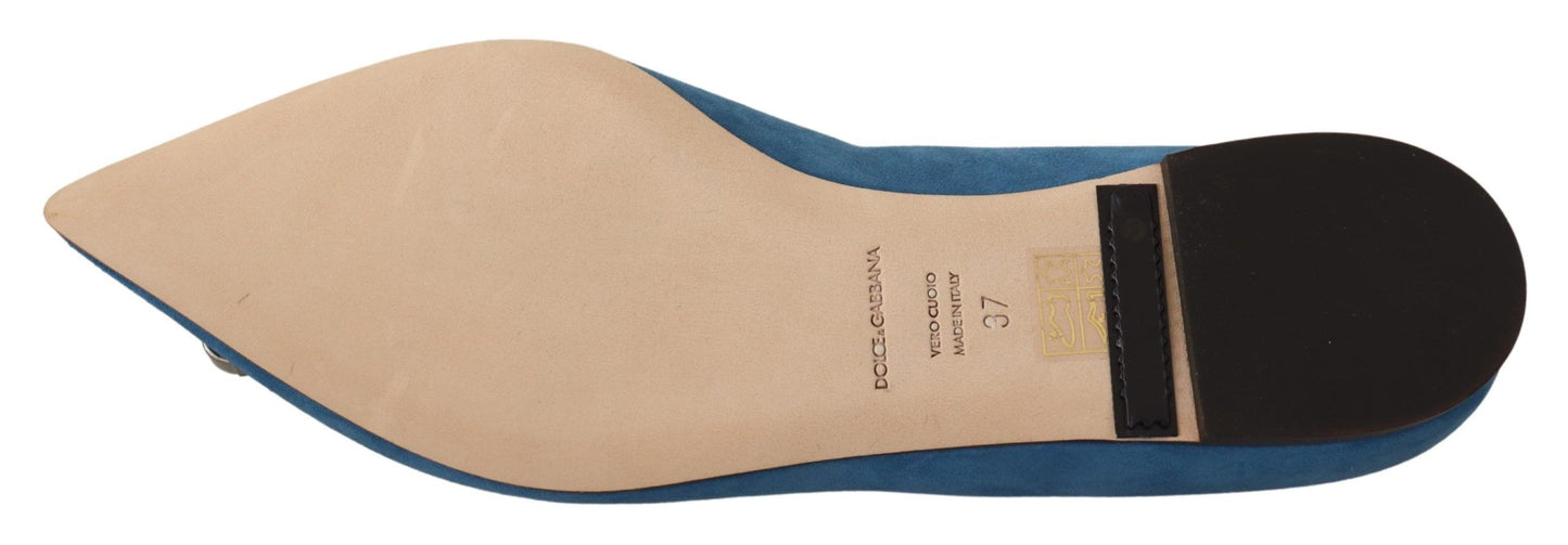 Dolce & Gabbana Élégantes ballerines en daim ornées de cristaux