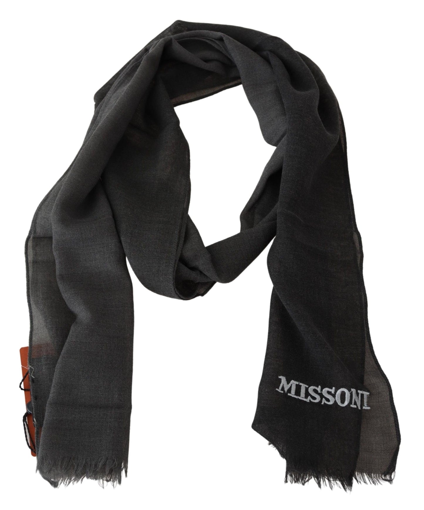 Écharpe élégante en laine noire à franges Missoni