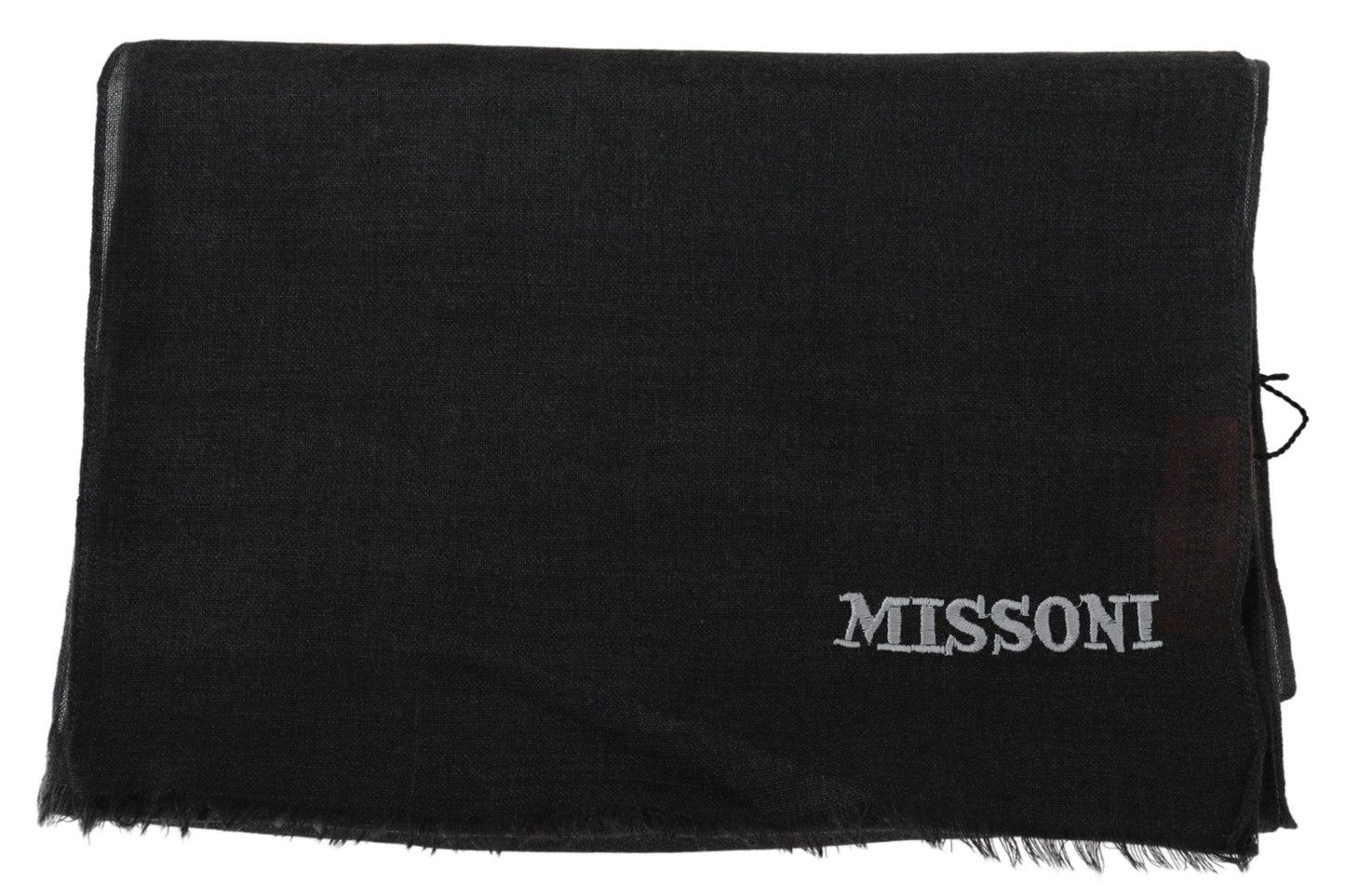 Écharpe élégante en laine noire à franges Missoni