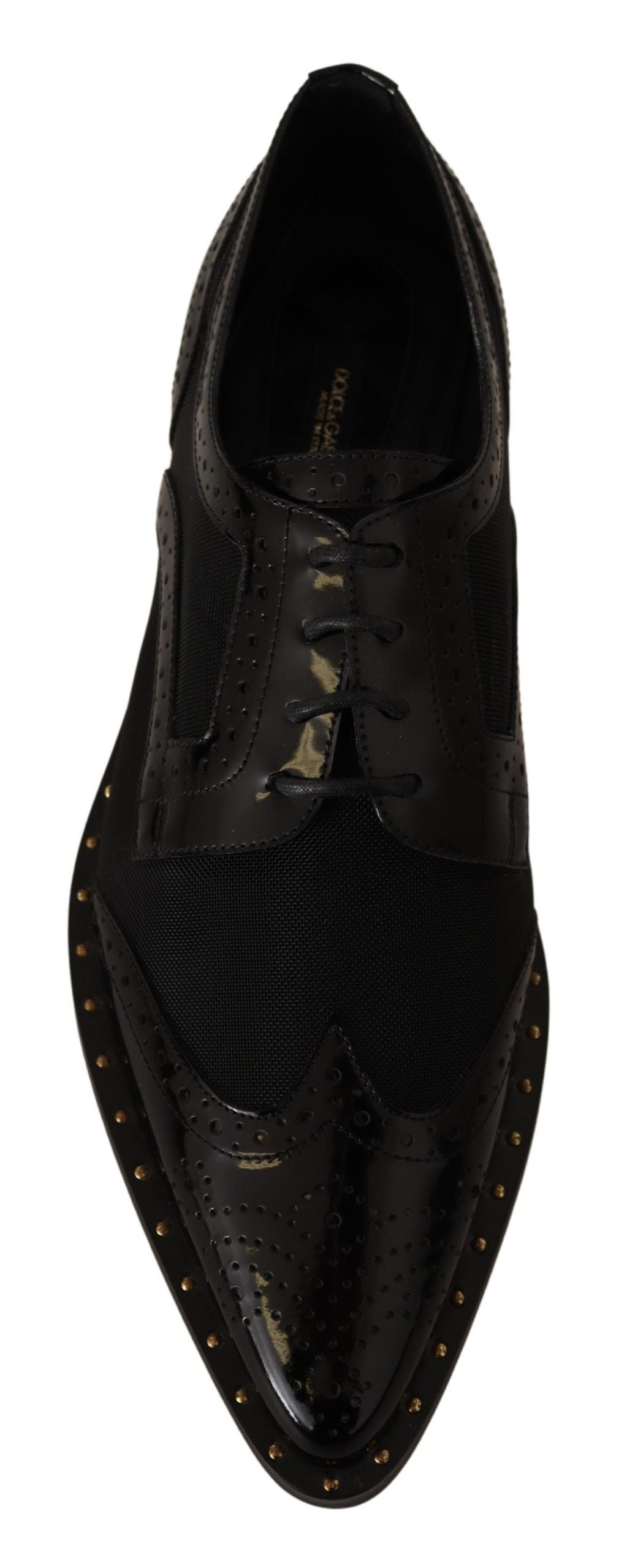 Chaussures Oxford noires élégantes à lacets et bordures dorées Dolce & Gabbana