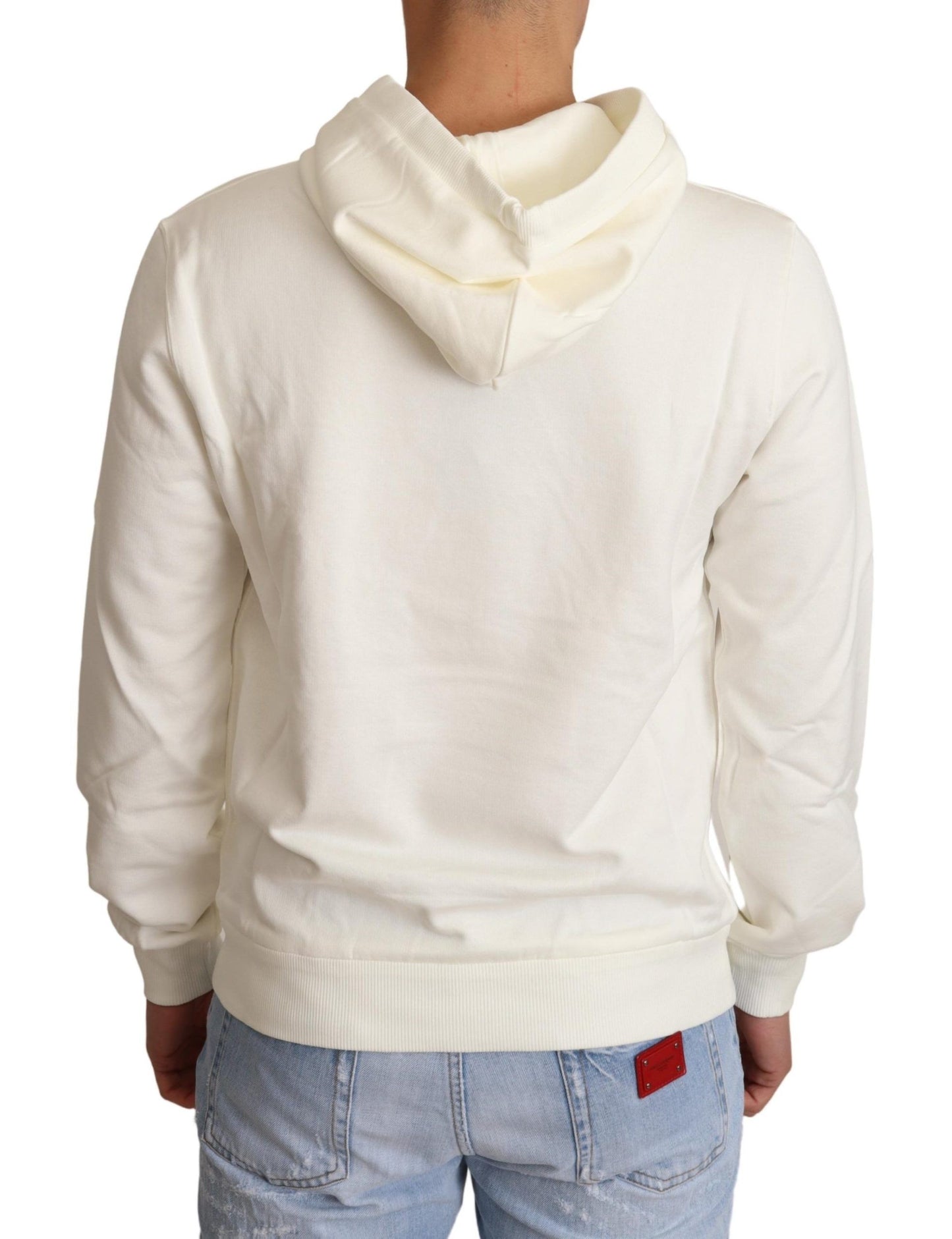 Dolce & Gabbana White King Caesar Cotton Hooded Sweater