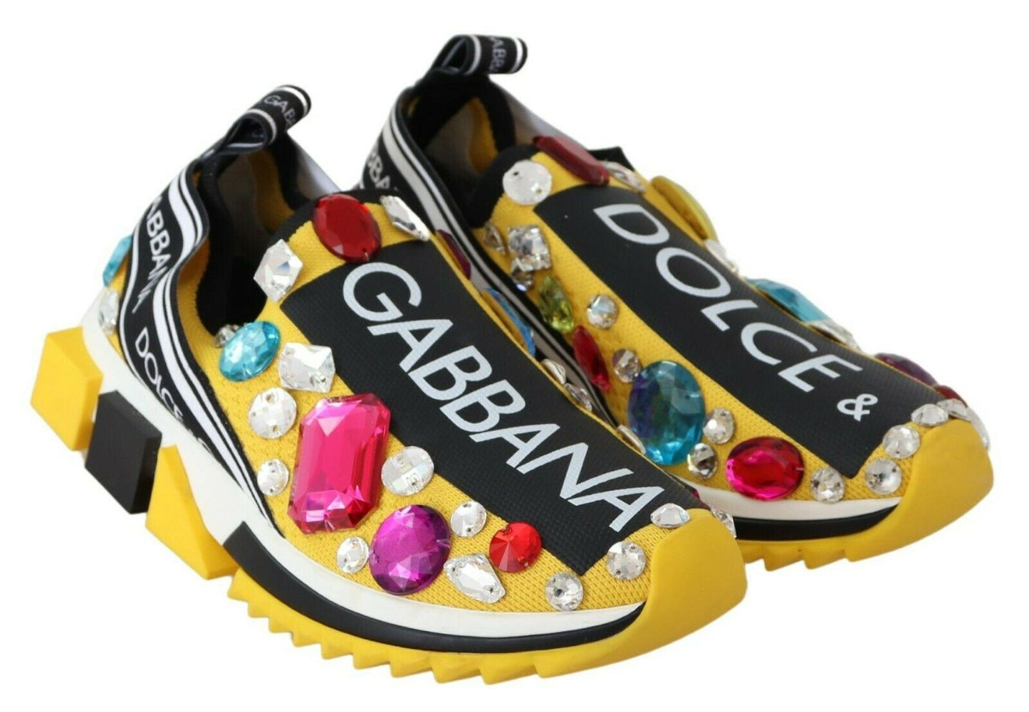 Baskets Sorrento jaunes à ornements Dolce & Gabbana