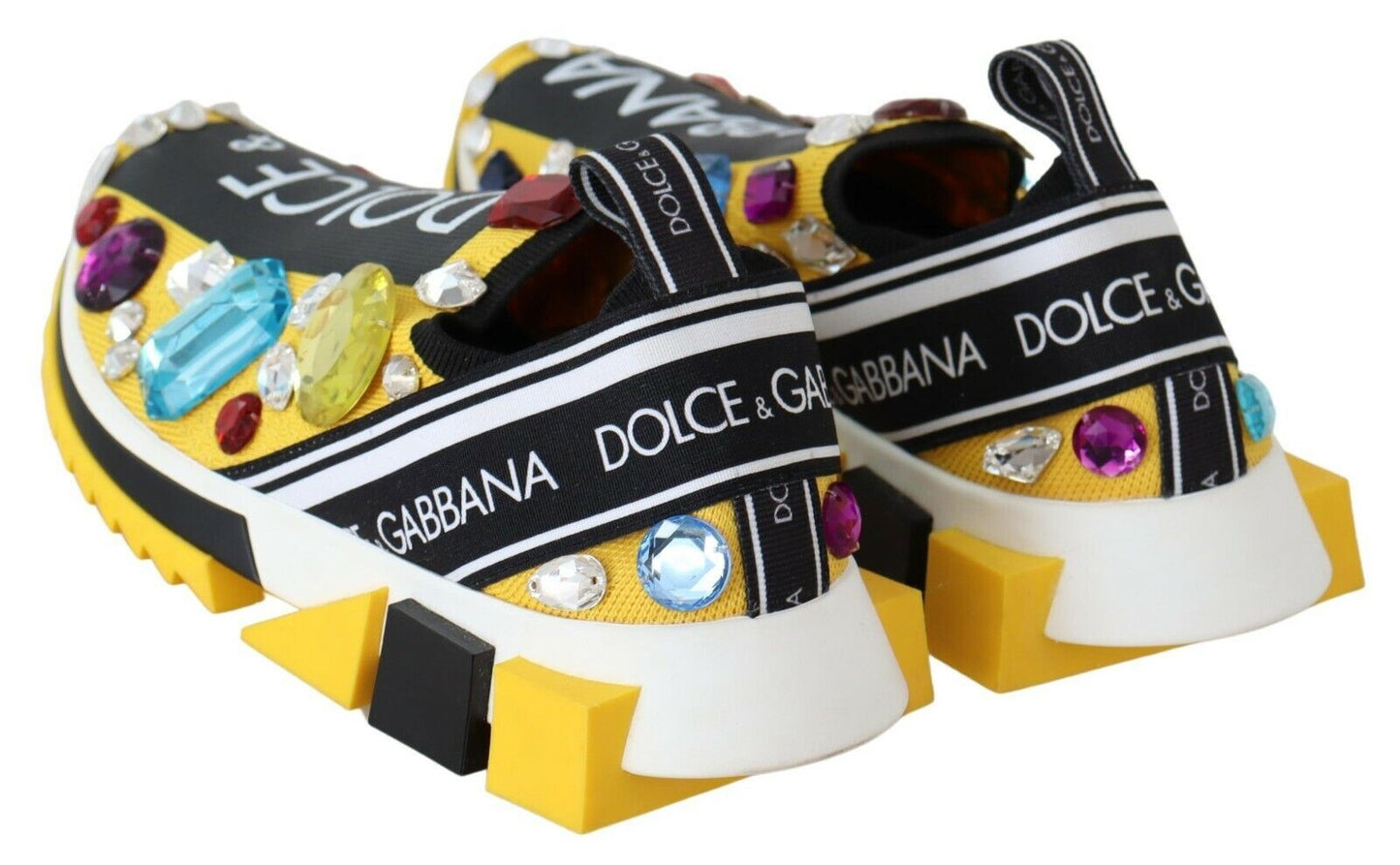 Baskets Sorrento jaunes à ornements Dolce & Gabbana