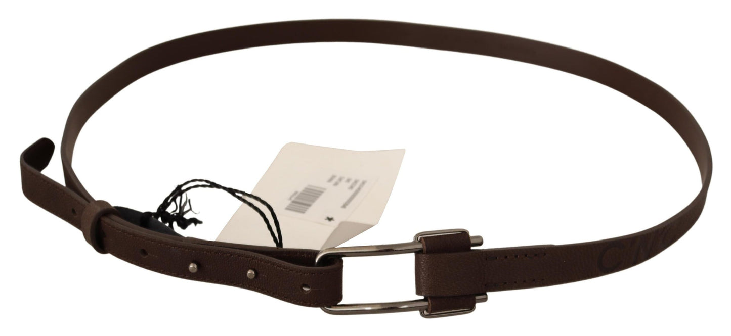 Ceinture élégante marron avec boucle argentée pour costume national