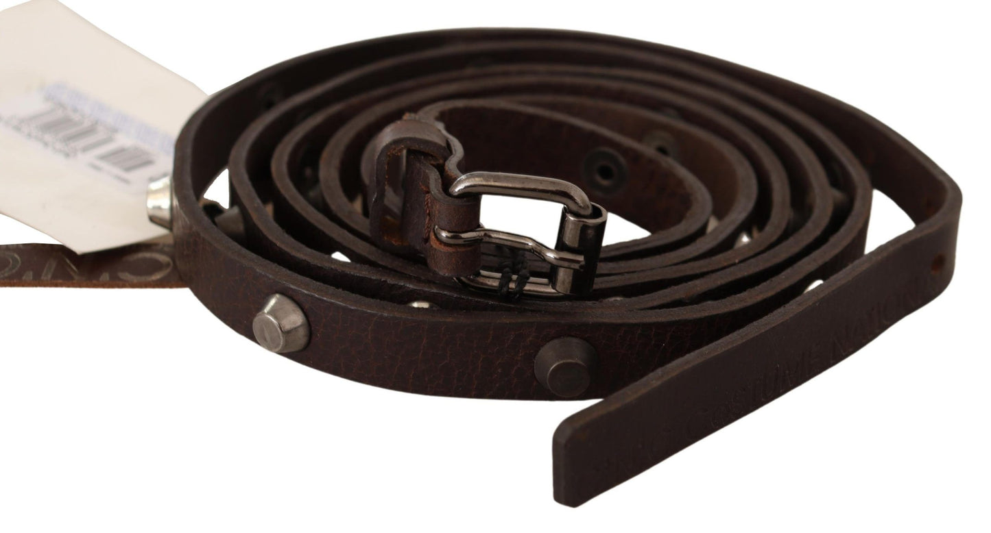 Ceinture en cuir marron chic avec boucle argentée