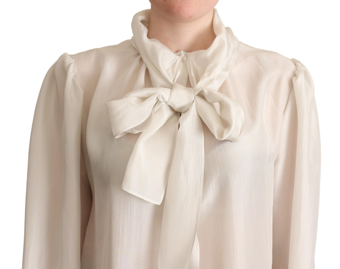 Dolce & Gabbana Élégant chemisier Ascot en soie gris clair