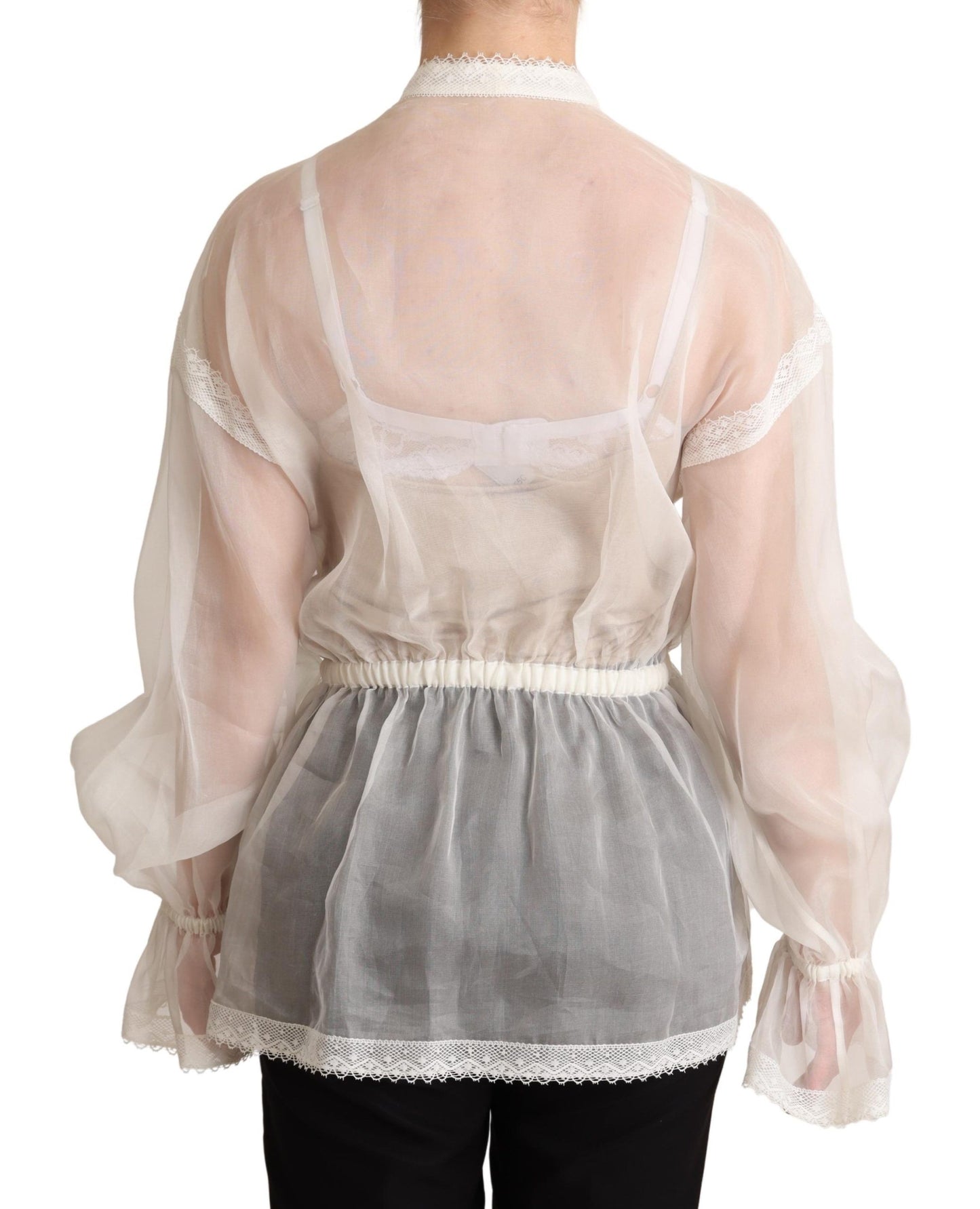 Dolce & Gabbana Élégant chemisier Ascot blanc en soie et coton