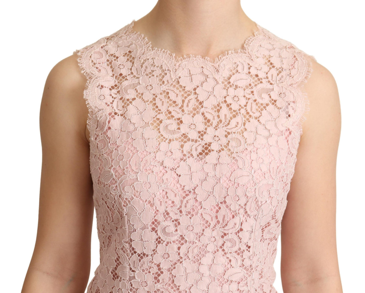 Dolce & Gabbana - Chemisier élégant sans manches en dentelle rose