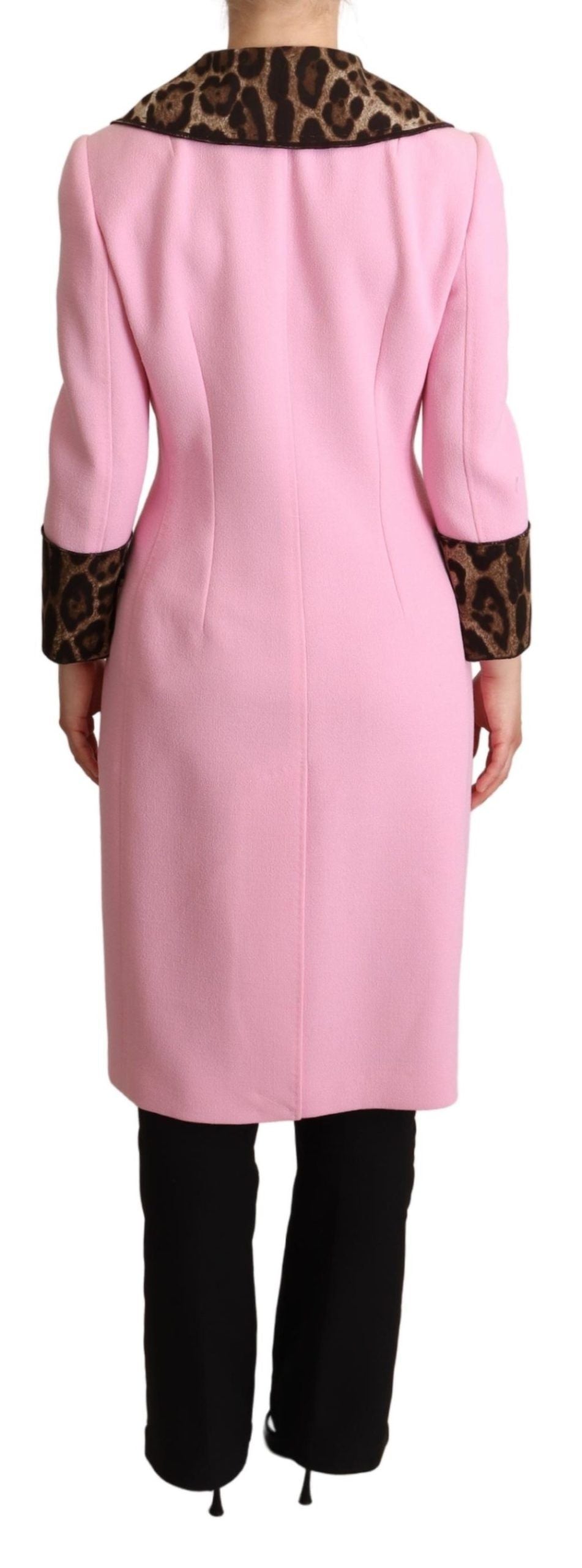 Trench Dolce & Gabbana Chic Léopard Rose avec Boutons en Cristal