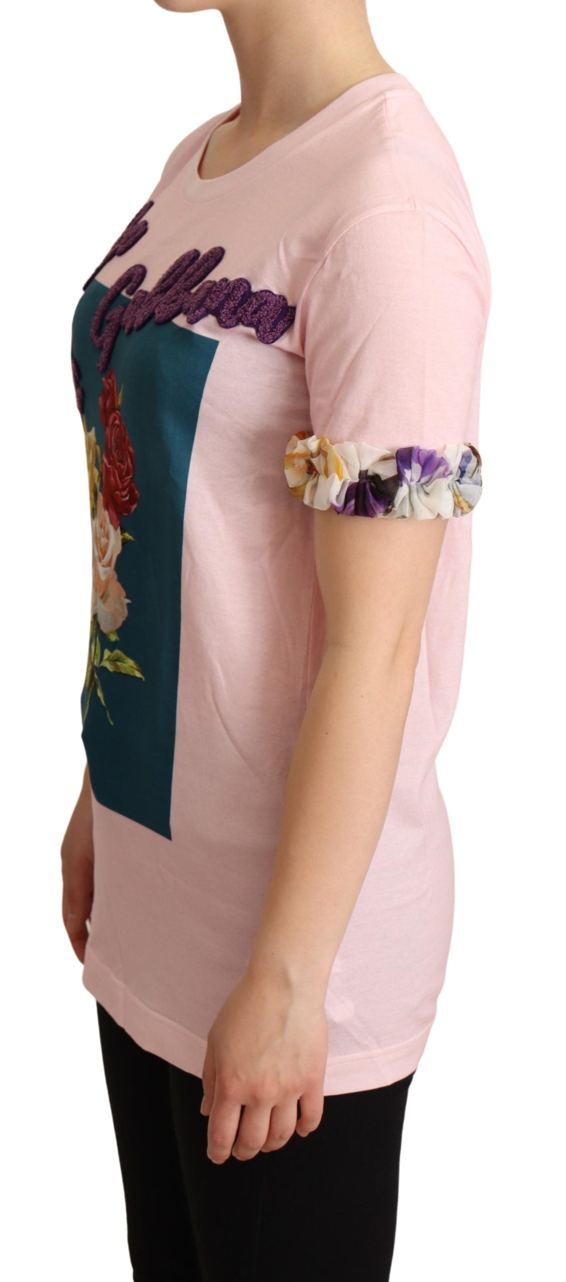 T-shirt Dolce & Gabbana élégant à imprimé floral et rose
