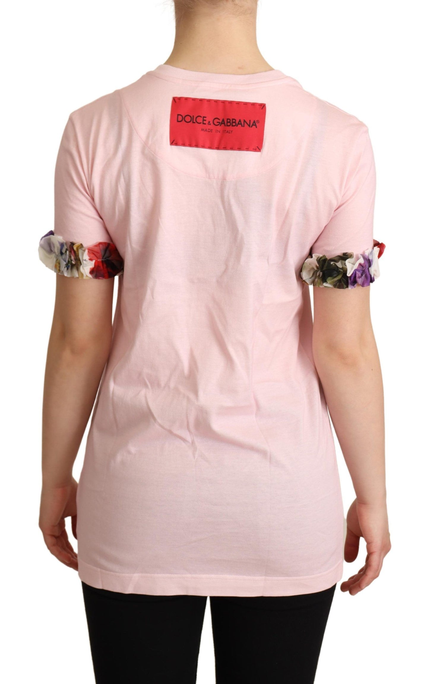 T-shirt Dolce & Gabbana élégant à imprimé floral et rose